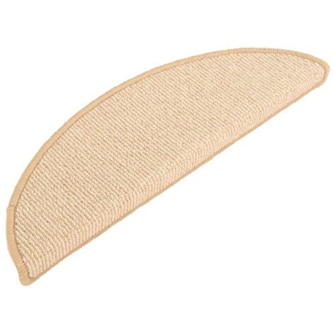 Tapis d'escalier 15 pièces 65 x 21 x 4 cm Crème Demi-rond Grand vidaXL