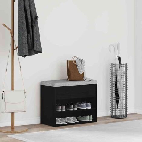 Banc à chaussures Chêne noir 60 x 30 x 45 cm Bois d'ingénierie vidaXL