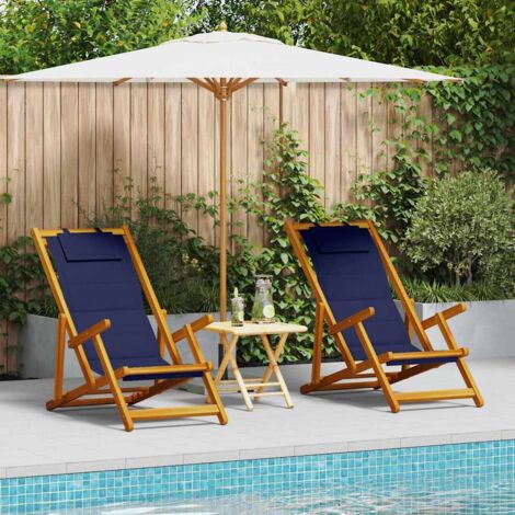 vidaXL Chaise de plage avec coussin 2 pcs Marron Bois d'Acacia Massif