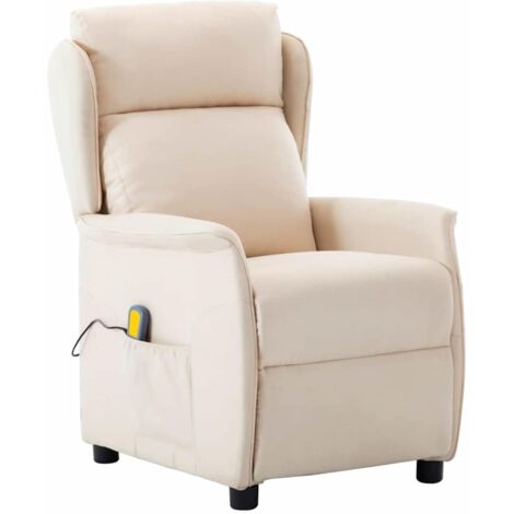 Chaise de massage Crème 67.5 x 93.5 x 101.5 cm tissu vidaXL (1/5)