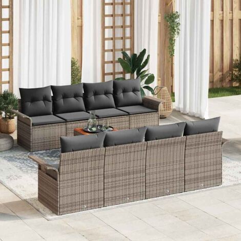 Ensemble de canapé de jardin avec coussin 7 pcs Gris vidaXL (1/5)