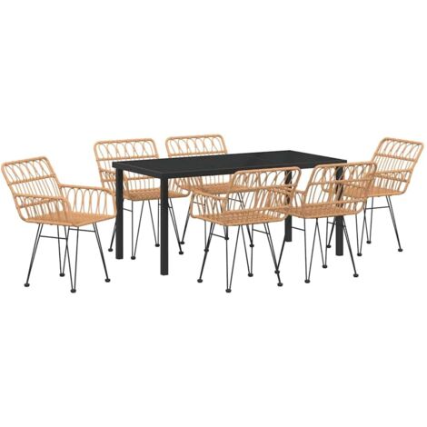 vidaXL Ensemble de salle à manger pour jardin 7 pcs Marron (1/5)