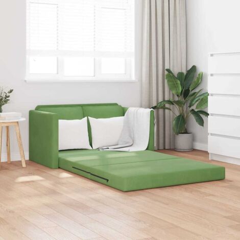Vidaxl – Canapé-lit convertible 2 places – Dimensions 122 x 70 x 60 cm – Velours vert clair – Assemblage facile pour invités