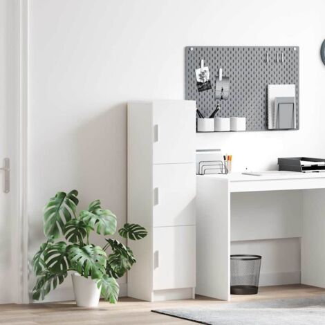 Vidaxl – Buffet blanc 31,5 x 32 x 124 cm – Bois d'ingénierie – Avec porte – Design moderne pour petits espaces