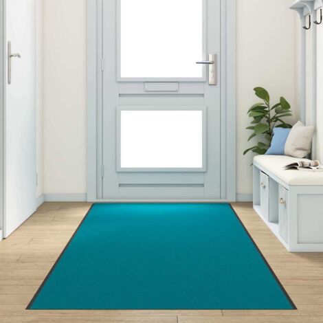 Tapis d'entrée Autre Cyan et Noir 120 x 400 cm Polyamide et PVC vidaXL