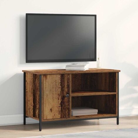 Vidaxl – Meuble TV moderne en bois d'ingénierie 80 x 40 x 50 cm – Style contemporain – Rangement pratique avec étagères – Pieds en acier