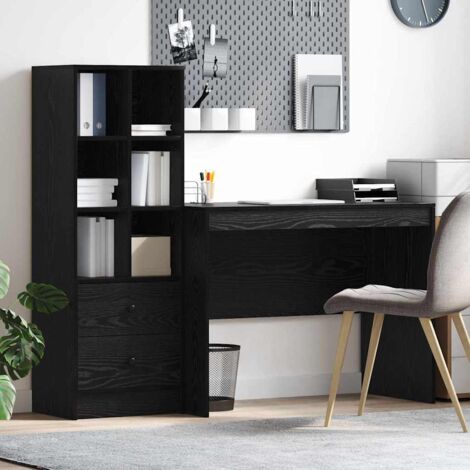 Bureau avec rangement 2 pcs Chêne noir Bois d'ingénierie vidaXL