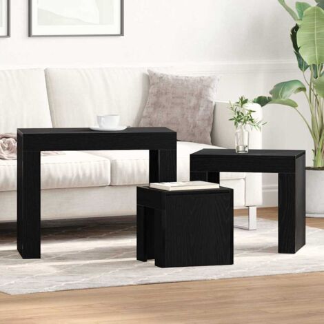 vidaXL  Nesting Tables  3 pcs Black Oak Engineered Wood