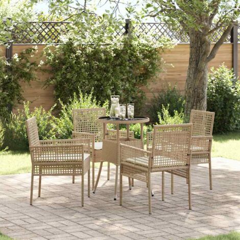 vidaXL Ensemble de salle à manger pour jardin 5 pcs Beige Poly rotin (1/5)