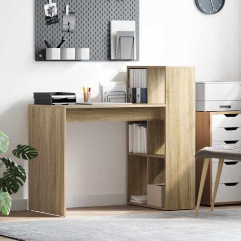 Vidaxl – Bureau droit avec étagères en bois d'ingénierie – Dimensions 108 x 55 x 103.5 cm – Design moderne et durable – Facile à assembler