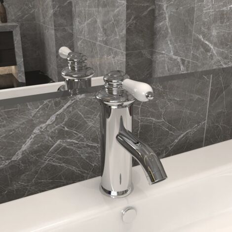 Vidaxl – Robinet simple de lavabo finition chromée 130x180 mm – Construction laiton massif – Tuyau flexible en acier inoxydable G 3/8”