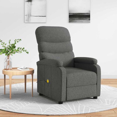 Fauteuil de massage Chaise de massage Fauteuil Design Fauteuil Relax Gris foncé Tissu vidaXL