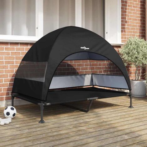 Lit surélevé pour chien Noir 127 x 81 x 108 cm Tissu et acier vidaXL