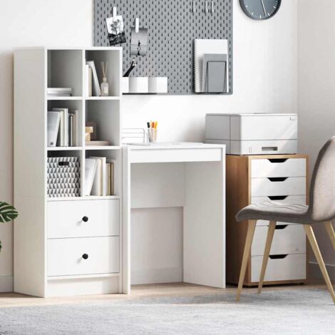 Vidaxl – Bureau droit blanc 60 x 40 x 76 cm – Bois d'ingénierie – Surface lisse pour ordinateur – Compact pour petits espaces