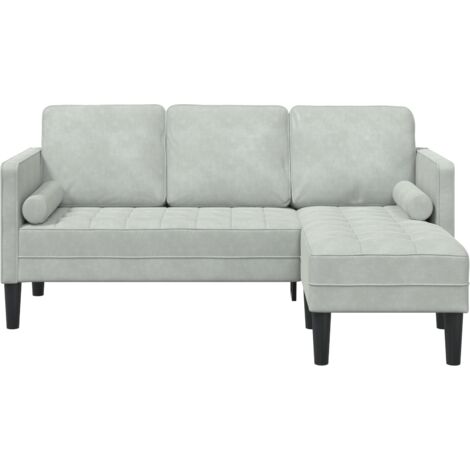 Vidaxl – Canapé d'angle 3 places velours gris clair 160 cm – Accoudoirs en velours – Dimensions 173 x 131 x 67 cm – Confort optimal pour intérieur