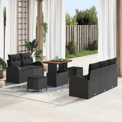 vidaXL Ensemble de canapé de jardin 8 pcs Noir 90 x 55 x 71 cm (1/5)