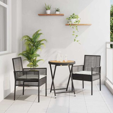 Ensemble bistro de jardin 3 pcs Noir Poly rotin vidaXL (1/5)