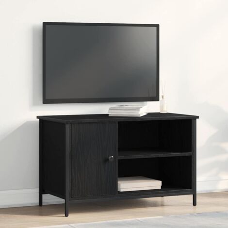 Meuble TV en chêne noir 80x40x50 cm en bois d'ingénierie et acier vidaXL