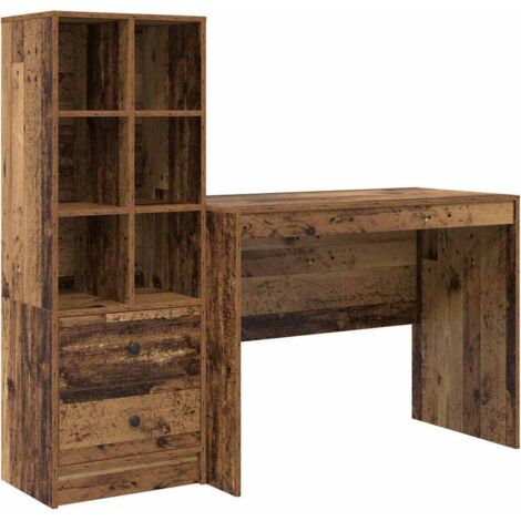 Bureau avec tiroir 2 pcs Bois ancien vidaXL (1/5)