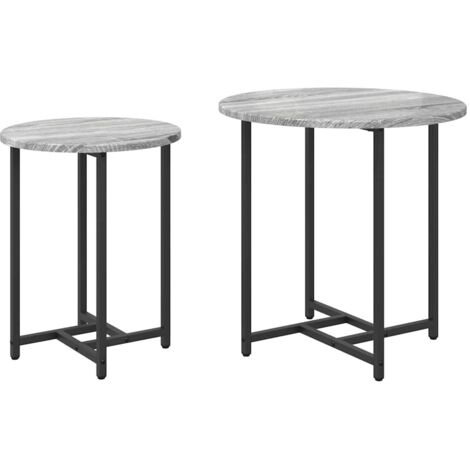 vidaXL Ensemble de tables d'appoint 2 pcs Gris Sonoma et noir (1/5)