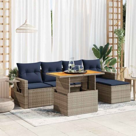 vidaXL Salon de jardin 6 pcs avec coussins gris résine tressée (1/5)