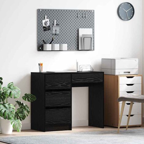 vidaXL  Desk  with Drawer Black Oak 90 x 37.5 x 75 cm Engineered Wood