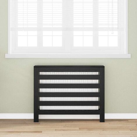 Vidaxl – Cache-radiateur en bois d'ingénierie chêne noir 104 x 20 x 82 cm – Design moderne pour intérieur – Espace de rangement supplémentaire