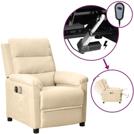 Fauteuil électrique de massage Crème Tissu vidaXL