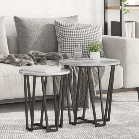 vidaXL Ensemble de tables d'appoint 2 pcs Gris Sonoma et noir (1/5)