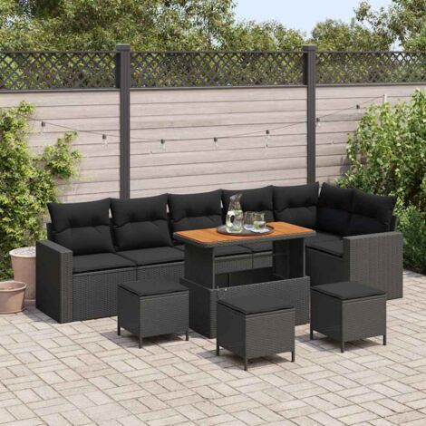 vidaXL Ensemble de canapé de jardin 10 pcs Noir polyrotin (1/5)