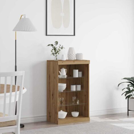 vidaXL Buffet LED Chêne artisanal 60,5 x 37 x 100 cm Bois d'ingénierie (1/5)