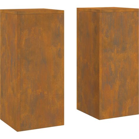 Vidaxl – Support de plante 2 pcs en métal rouillé 24 x 24 x 55 cm – Design géométrique pour extérieur – Idéal pour terrasses et jardins (1/5)