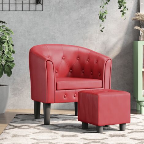vidaXL Chaise cabriolet avec repose-pied rouge bordeaux similicuir (1/5)