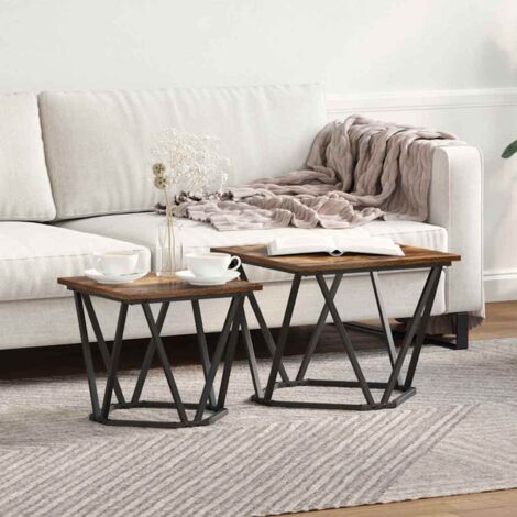 vidaXL Ensemble de tables d'appoint 2 pcs Chêne fumé (1/5)