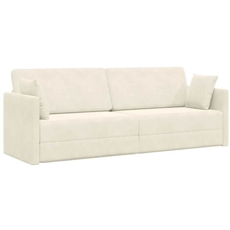Vidaxl – Canapé-lit convertible 2 places crème 213 x 70 x 77 cm – Velours doux – Reclinable et ajustable – Construction robuste en métal (1/5)