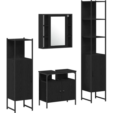 vidaXL Ensemble de mobilier de salle de bain 4 pcs Chêne noir (1/5)