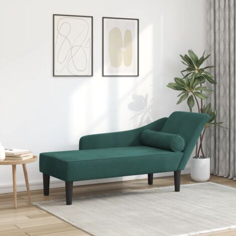 Vidaxl – Méridienne chaise longue avec coussins en velours vert foncé – Structure en bois robuste – Assise en mousse haute résilience – Confort optimal