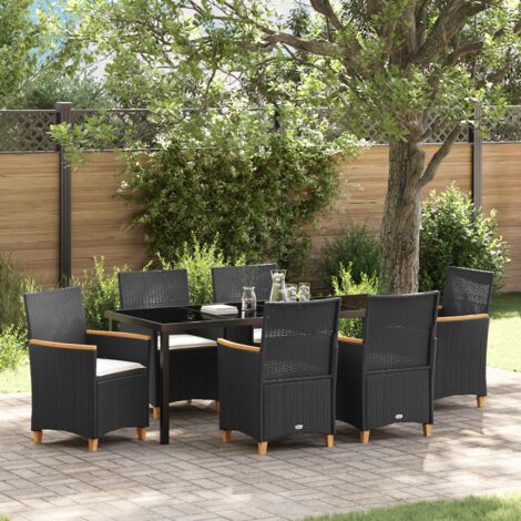 vidaXL Ensemble de salle à manger pour jardin 7 pcs Noir polyrotin (1/5)