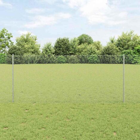 vidaXL Clôture hexagonale extérieure avec poteau 10 x 1 m Argenté