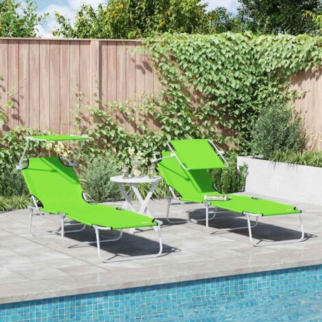 Transat 2-personne 2 pcs Vert 58 x 188 x 77cm tissu vidaXL (1/5)