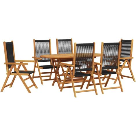 vidaXL Ensemble de salle à manger pour jardin 7 pcs Noir (1/5)