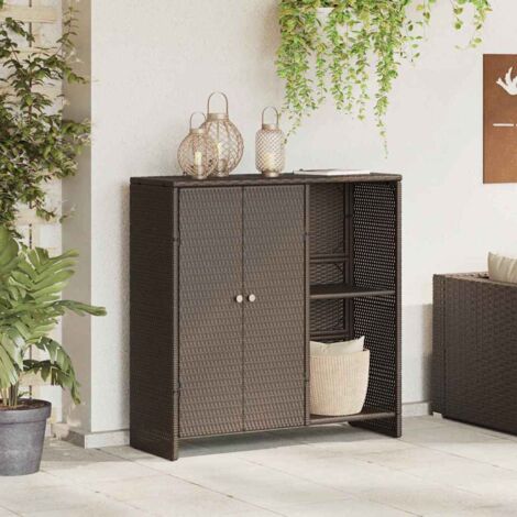 Vidaxl – Armoire de rangement en rotin 100 x 36 x 102 cm – 2 portes – Étagères flexibles – Design rectangulaire pour salon