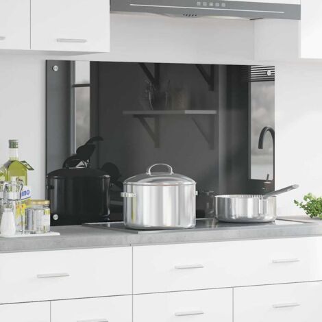 Protection de cuisine Gris foncé 100 x 60 x 0,6 cm verre trempé vidaXL