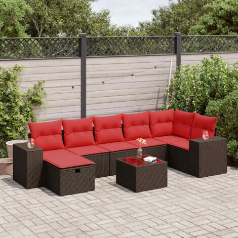 vidaXL Salon de jardin 8 pcs avec coussins marron résine tressée (1/5)