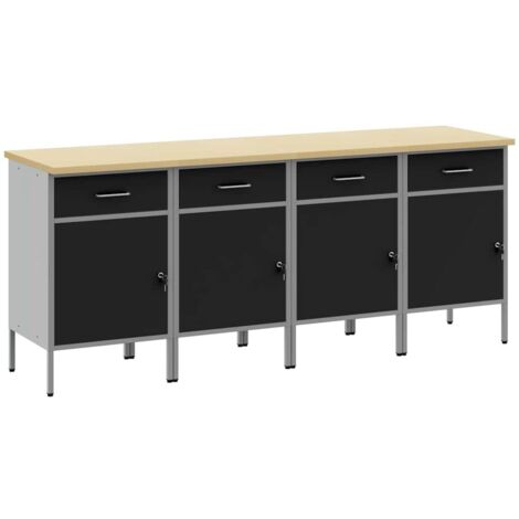 Placard de travail 4 pcs Noir et gris 200 x 55 x 85 cm vidaXL