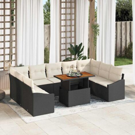 vidaXL Ensemble de canapé de jardin 10 pcs Noir Poly rotin (1/5)