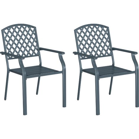 vidaXL Chaise de jardin 2 pcs Anthracite 56 x 65 x 89 cm Acier (1/5)