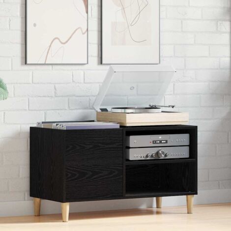 vidaXL  Record Cabinet  Black Oak 84.5 x 38 x 48 cm Engineered Wood