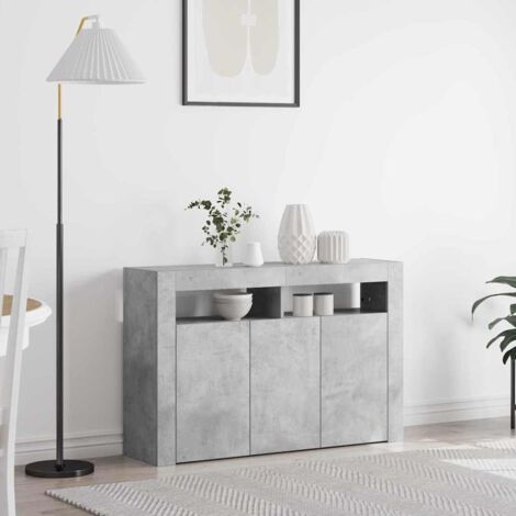 Vidaxl – Buffet gris béton 116 x 30 x 75 cm – Bois d'ingénierie – Style moderne épuré – Rangement fonctionnel pour espaces contemporains