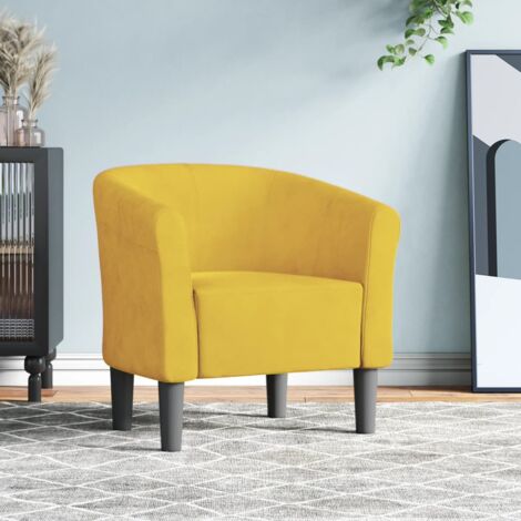 Vidaxl – Fauteuil cabriolet jaune en velours – Dimensions 70x56x68 cm – Hauteur d'assise 39 cm – Capacité 110 kg – Assemblage requis